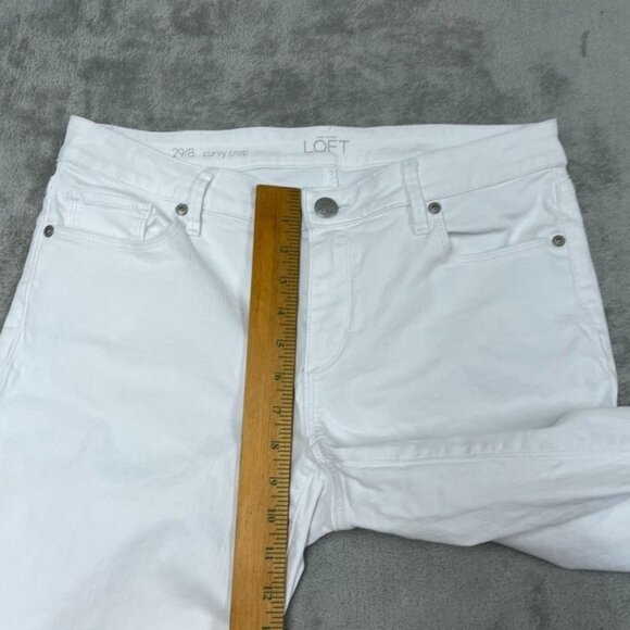 Ann Taylor LOFT 29/8 Womens White Curvy Crop Jeans Frayed Hem a0944 - Picture 4 of 11
